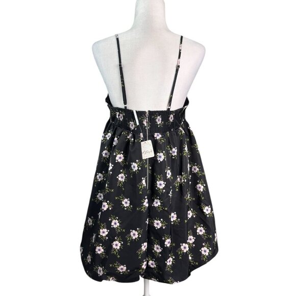 Free People NWT $128 In A Bubble Mini Dress in Black Cottagecore Floral Size M - Picture 8 of 10
